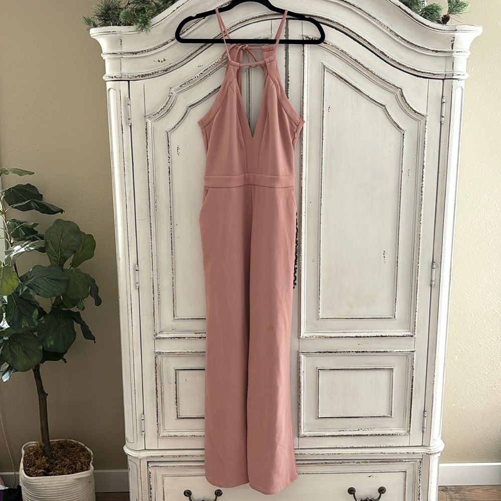 Fashion Nova Dusty Rose Open Back Jumpsuit, Women’s Size Medium
